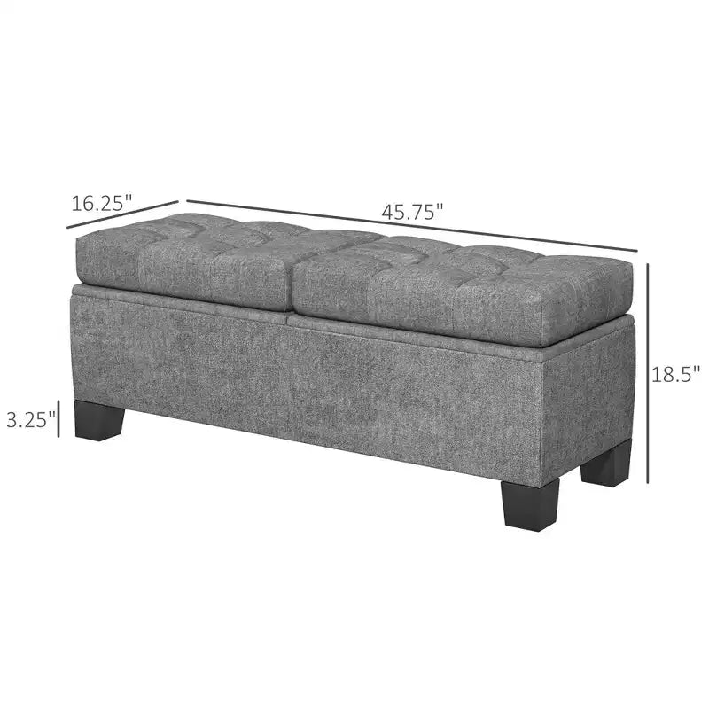 Banc de rangement ottoman Okak moderne à boutons touffetés, avec ouverture par le haut, capitonné, pour chambre à coucher ou entrée