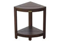 HomeRoots Compact Triangular Teak Shower Outdoor Bench With Shelf In Brown Finish