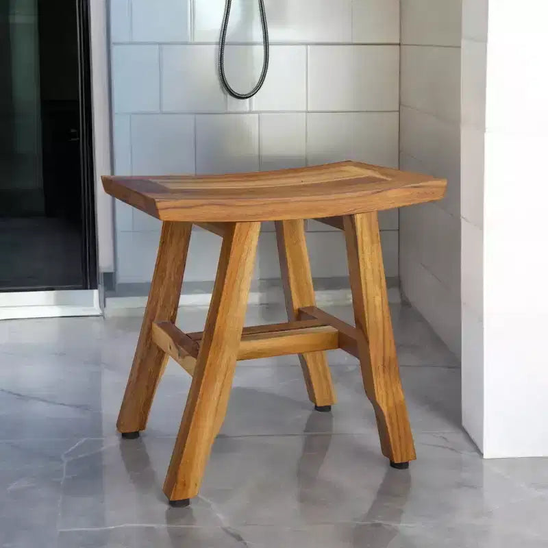 HomeRoots 14 banc de douche curviligne en teck naturel