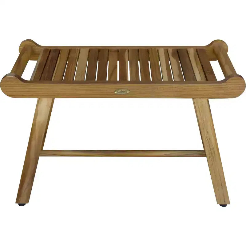 HomeRoots Rectangular Teak Shower Bench With Handles In Natural Finish