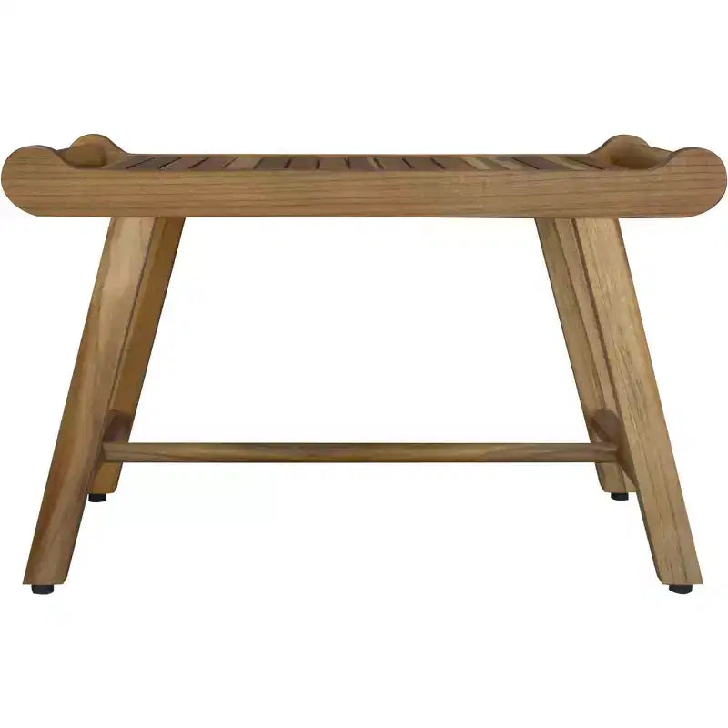 Banc de douche rectangulaire HomeRoots en teck avec poignées et finition naturelle