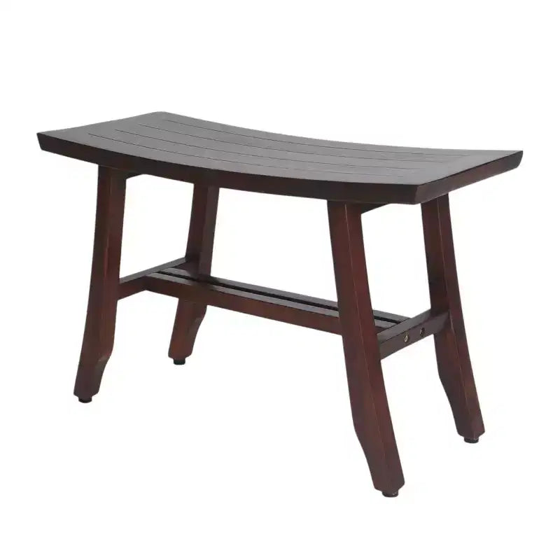 HomeRoots 24 Dark Brown Solid Teak Wood Shower Bench