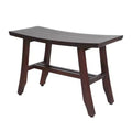 HomeRoots 24 Dark Brown Solid Teak Wood Shower Bench