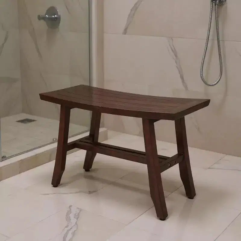 HomeRoots 24 Banc de douche en teck massif marron foncé