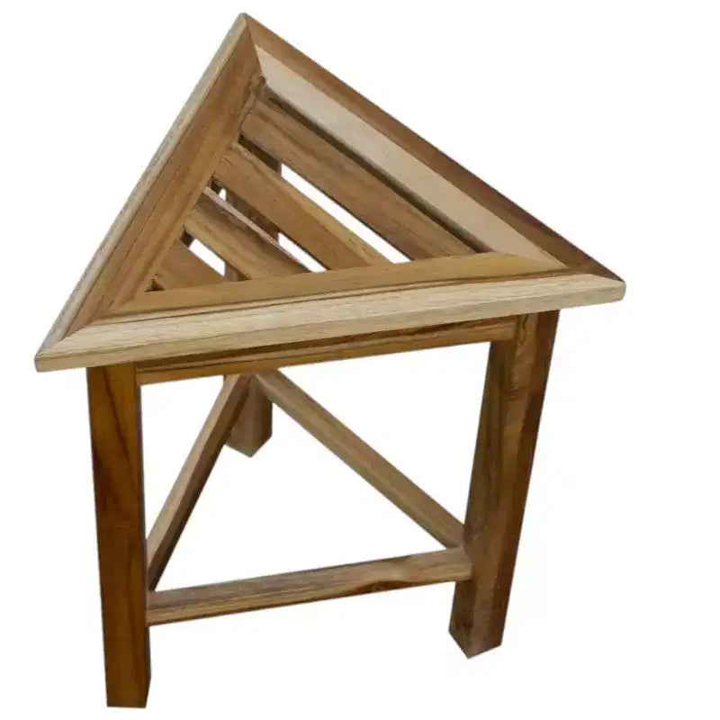 HomeRoots 15 Brown Teak Corner Shower Bench