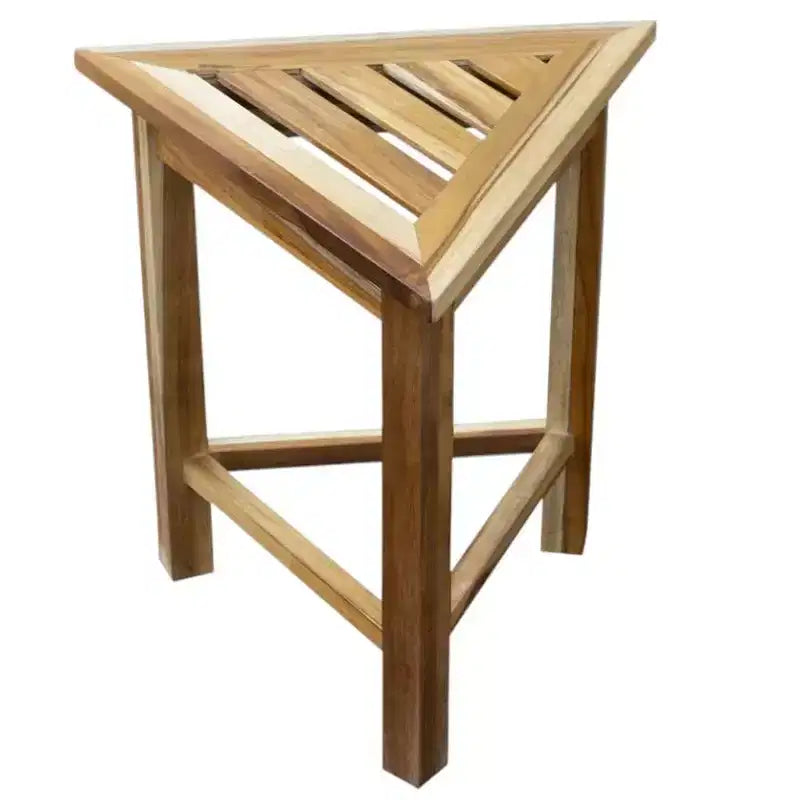 HomeRoots 15 Banc de douche d'angle en teck marron
