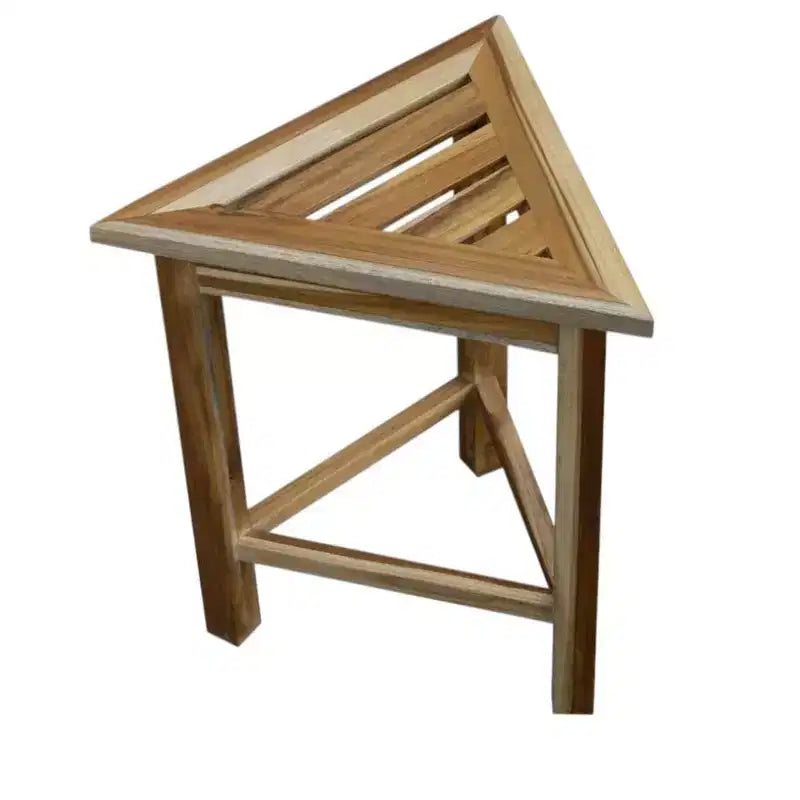 HomeRoots 15 Banc de douche d'angle en teck marron