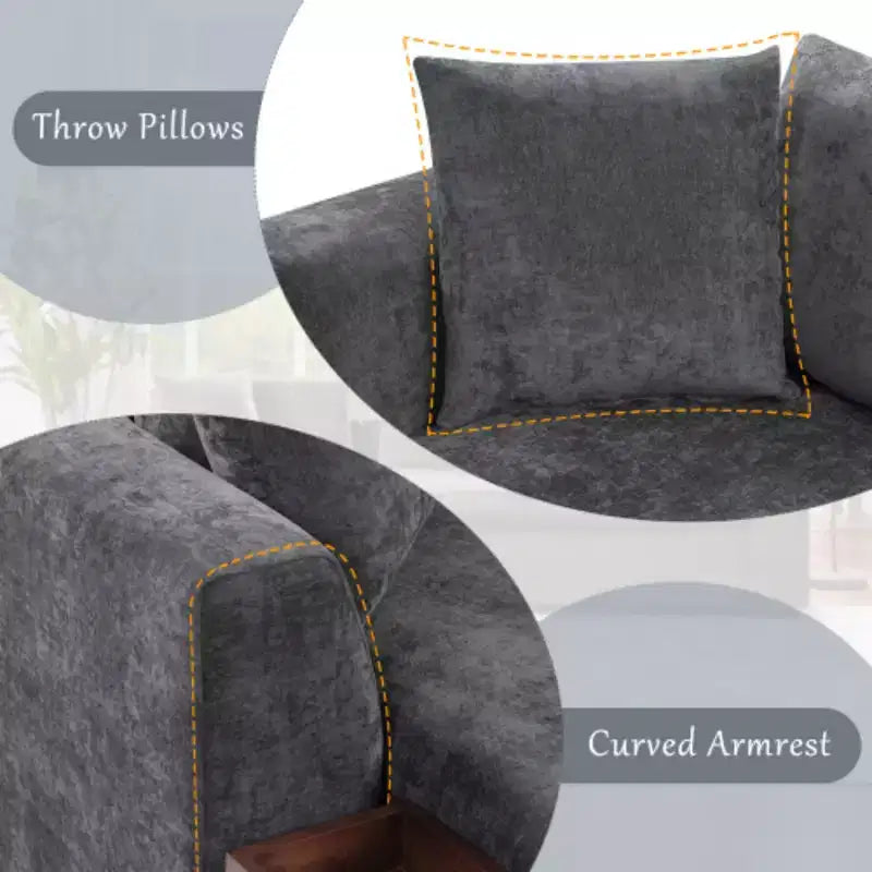 Canapé d'angle moderne en tissu chenille Merax en forme de L avec compartiment de rangement en bois et coussins décoratifs