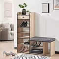 Kings Brand Furniture Julian Shoe Bench  Entryway Storage Bench, Padded Cushion Seat, Drawer Organizer, 7-Shelf Shoe Rack