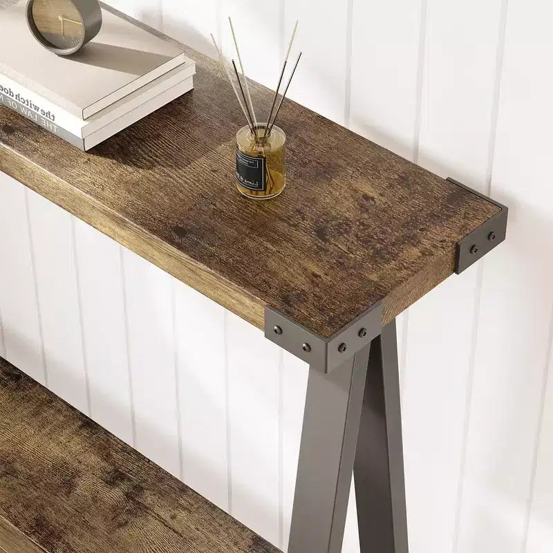 Console pour entrée, Table d'entrée à 2 niveaux avec rangement, Consoles étroites de 43,3 pouces pour salon