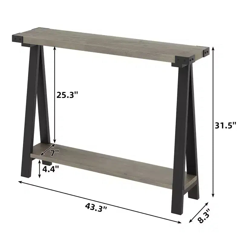 Console pour entrée, Table d'entrée à 2 niveaux avec rangement, Consoles étroites de 43,3 pouces pour salon