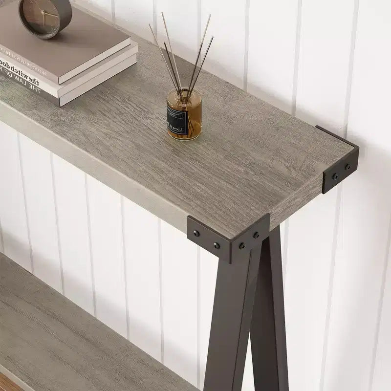 Console pour entrée, Table d'entrée à 2 niveaux avec rangement, Consoles étroites de 43,3 pouces pour salon