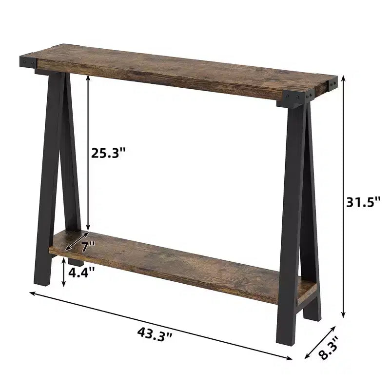 Console pour entrée, Table d'entrée à 2 niveaux avec rangement, Consoles étroites de 43,3 pouces pour salon