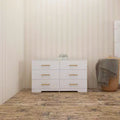 MAYEERTY 6 Drawer White Cabinet Large Storage Engineered Wood Cabinet for Bedroom Living Room