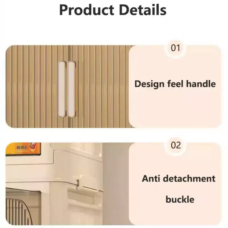 MAYEERTY Meuble de Rangement Pliable en Plastique à 4 Niveaux avec Portes Magnétiques et Roues, Organiseurs et Conteneurs de Rangement Blancs pour Petits Espaces
