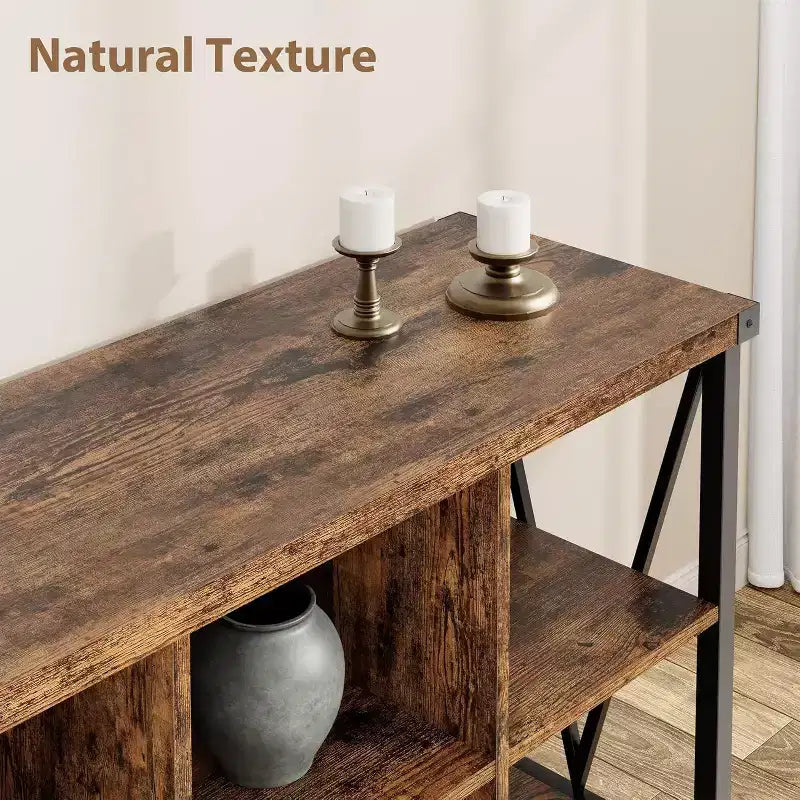 Acekool 62 Meuble de rangement 8 cubes, Étagère horizontale industrielle à 3 niveaux en métal et bois pour entrée, salon