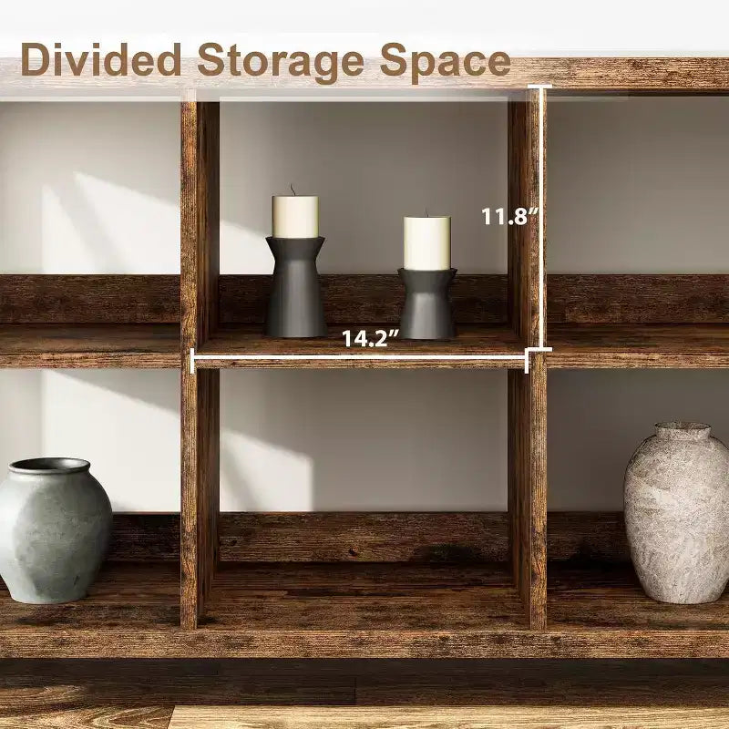 Acekool 62 Meuble de rangement 8 cubes, Étagère horizontale industrielle à 3 niveaux en métal et bois pour entrée, salon