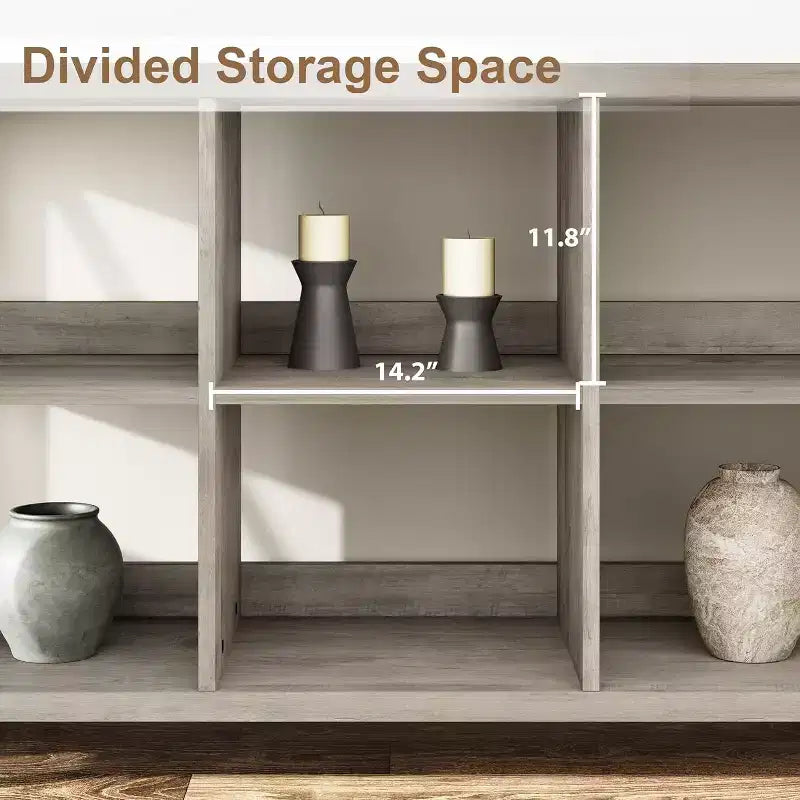 Acekool 62 Meuble de rangement 8 cubes, Étagère horizontale industrielle à 3 niveaux en métal et bois pour entrée, salon