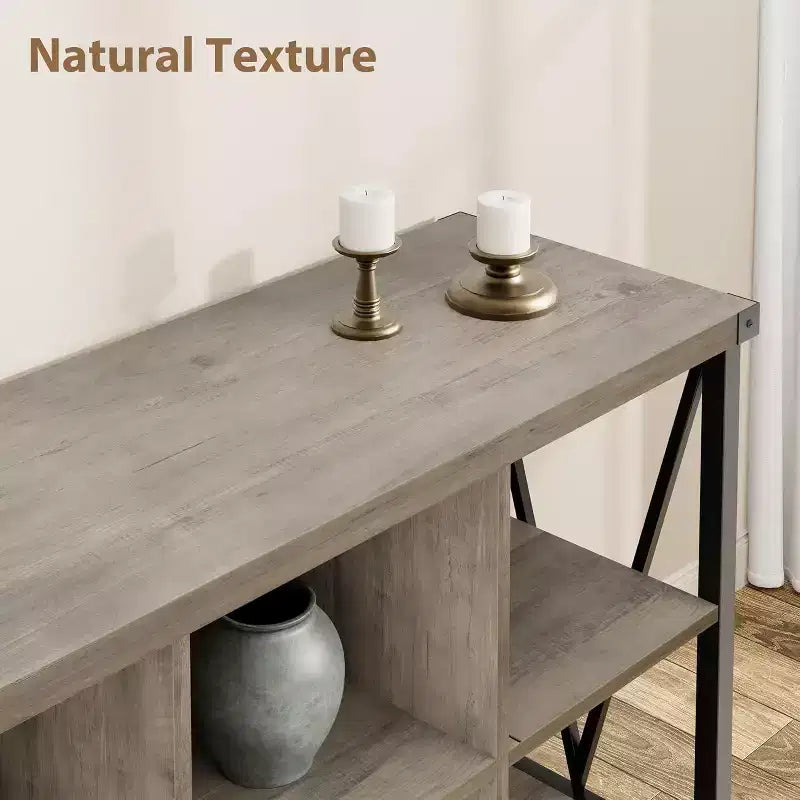 Acekool 62 Meuble de rangement 8 cubes, Étagère horizontale industrielle à 3 niveaux en métal et bois pour entrée, salon
