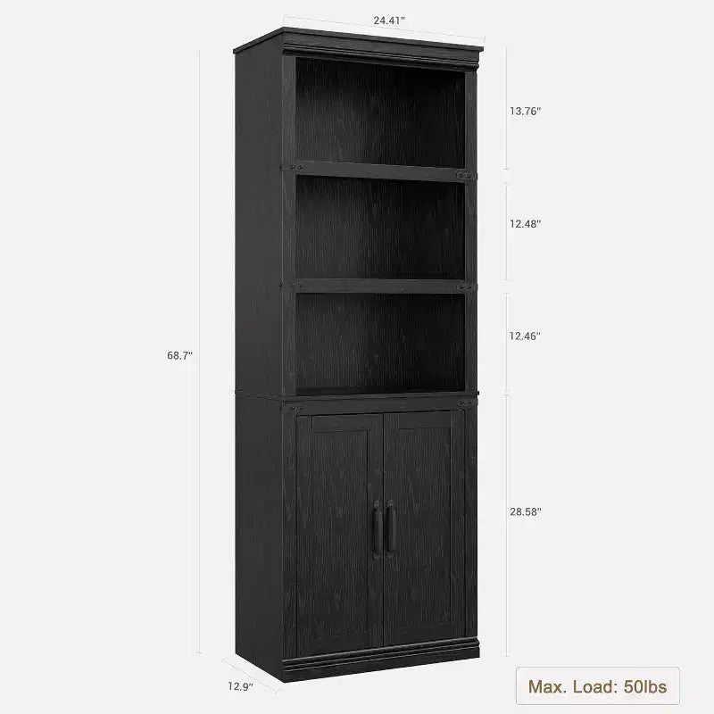Étagère de ferme Acekool à 5 niveaux avec portes, armoire de rangement en bois pour salon, bureau, chambre à coucher