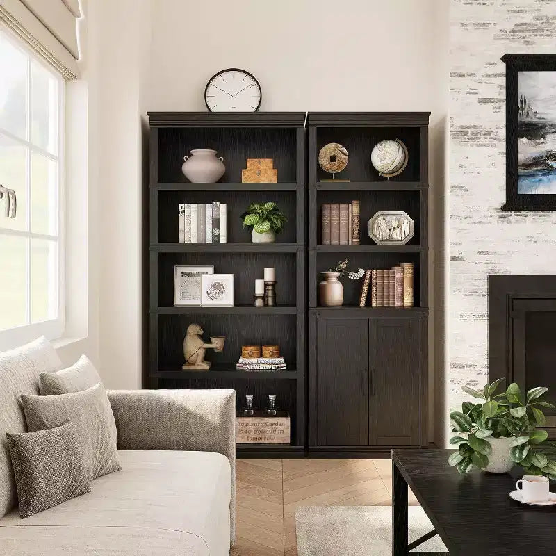 Étagère de ferme Acekool à 5 niveaux avec portes, armoire de rangement en bois pour salon, bureau, chambre à coucher