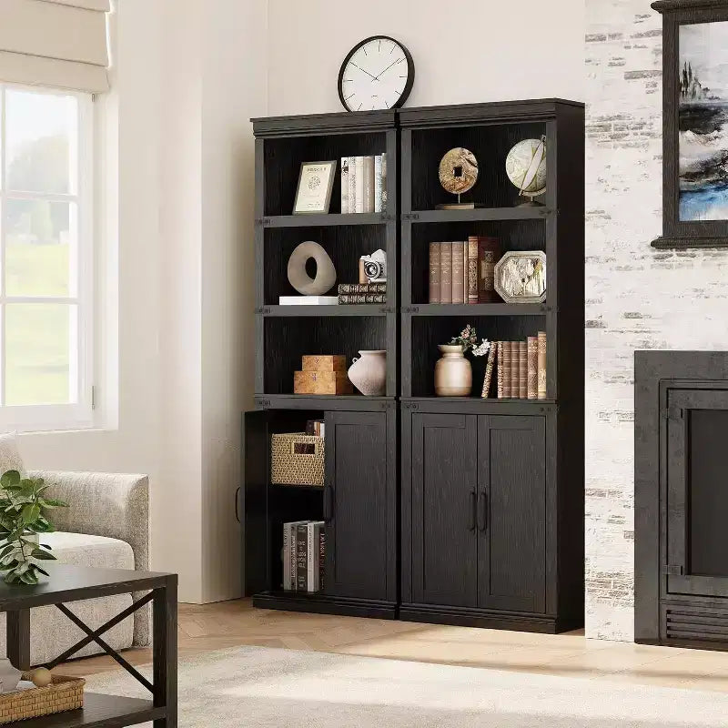 Étagère de ferme Acekool à 5 niveaux avec portes, armoire de rangement en bois pour salon, bureau, chambre à coucher