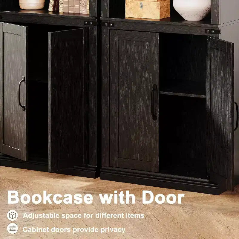 Étagère de ferme Acekool à 5 niveaux avec portes, armoire de rangement en bois pour salon, bureau, chambre à coucher