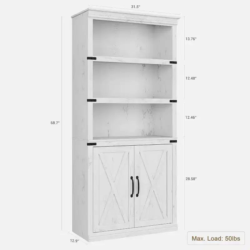 Étagère de ferme Acekool à 5 niveaux avec portes, armoire de rangement en bois pour salon, bureau, chambre à coucher
