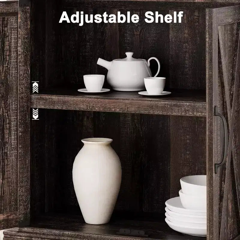 Étagère de ferme Acekool à 5 niveaux avec portes, armoire de rangement en bois pour salon, bureau, chambre à coucher