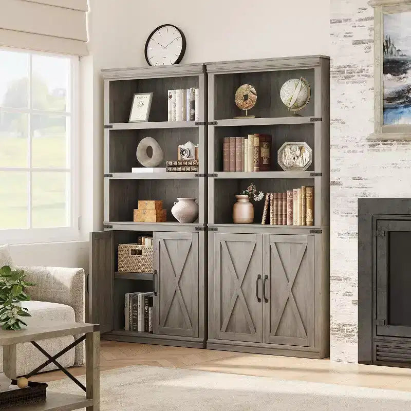 Étagère de ferme Acekool à 5 niveaux avec portes, armoire de rangement en bois pour salon, bureau, chambre à coucher