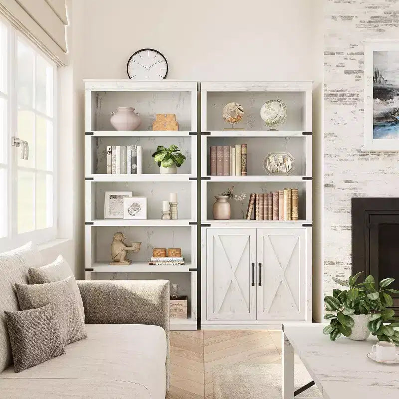 Étagère de ferme Acekool à 5 niveaux avec portes, armoire de rangement en bois pour salon, bureau, chambre à coucher