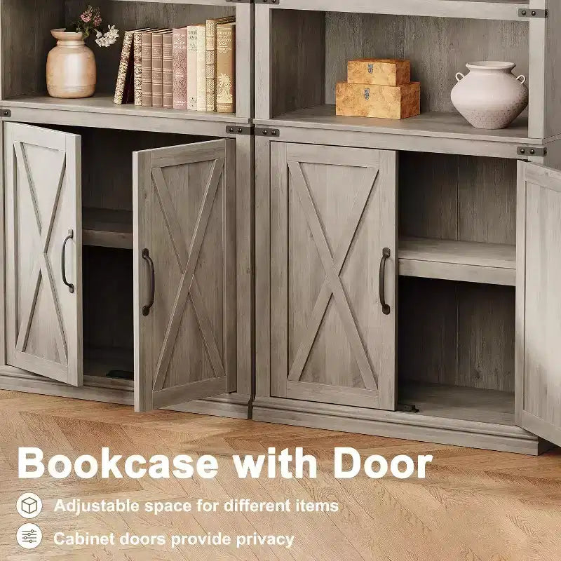 Étagère de ferme Acekool à 5 niveaux avec portes, armoire de rangement en bois pour salon, bureau, chambre à coucher