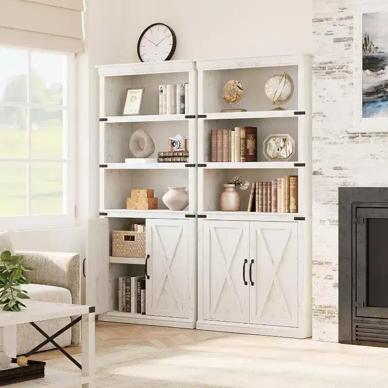 Étagère de ferme Acekool à 5 niveaux avec portes, armoire de rangement en bois pour salon, bureau, chambre à coucher