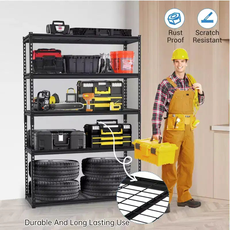Étagère de garage 48x18 pouces, étagère métallique robuste capacité 2500 lb, étagère métallique réglable à 5 niveaux, étagère utilitaire industrielle pour garage