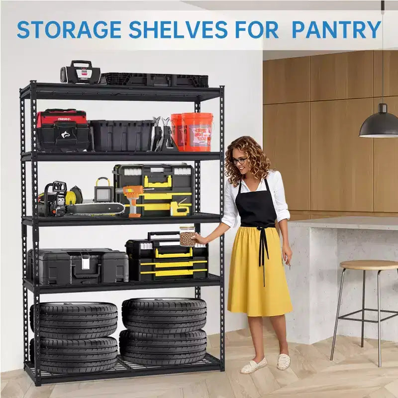 Étagère de garage 48x18 pouces, étagère métallique robuste capacité 2500 lb, étagère métallique réglable à 5 niveaux, étagère utilitaire industrielle pour garage