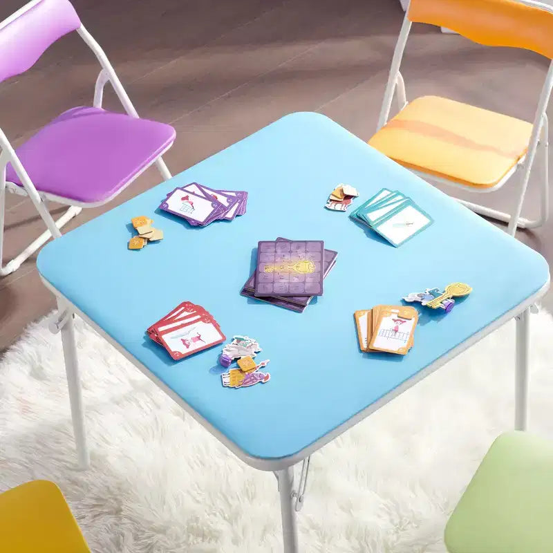 VECELO Table et Chaises Pliantes pour Enfants avec Coussin Rembourré Doux, Pliables et Portables, Colorées