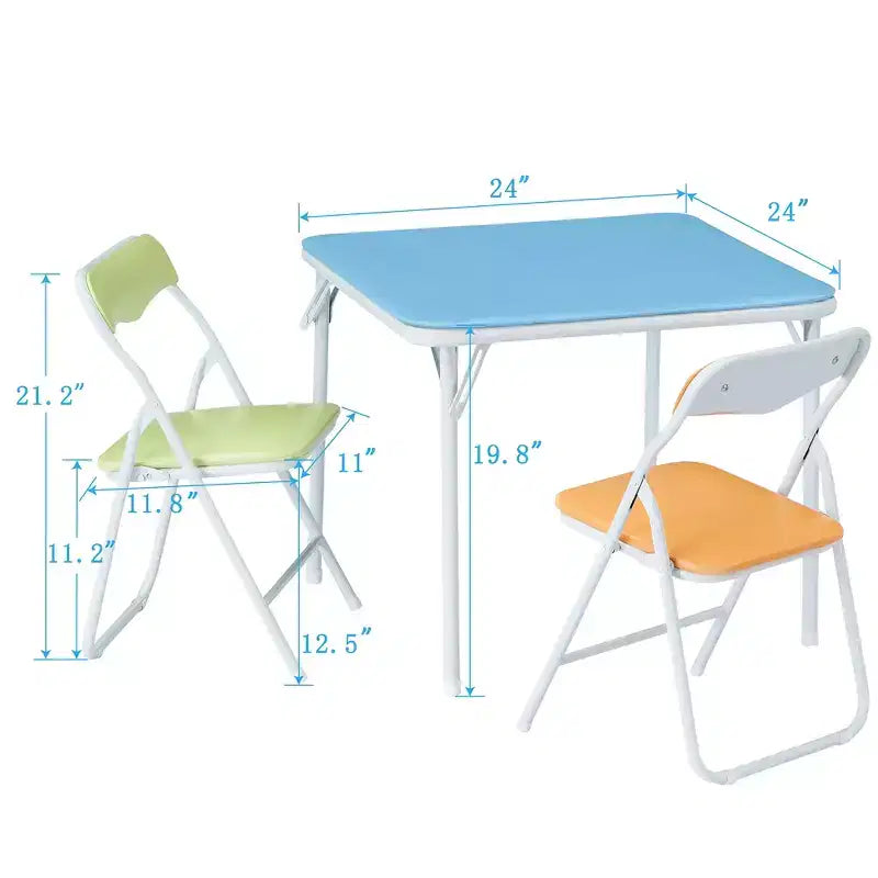 VECELO Table et Chaises Pliantes pour Enfants avec Coussin Rembourré Doux, Pliables et Portables, Colorées