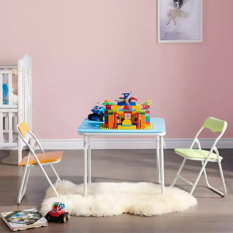 VECELO Table et Chaises Pliantes pour Enfants avec Coussin Rembourré Doux, Pliables et Portables, Colorées