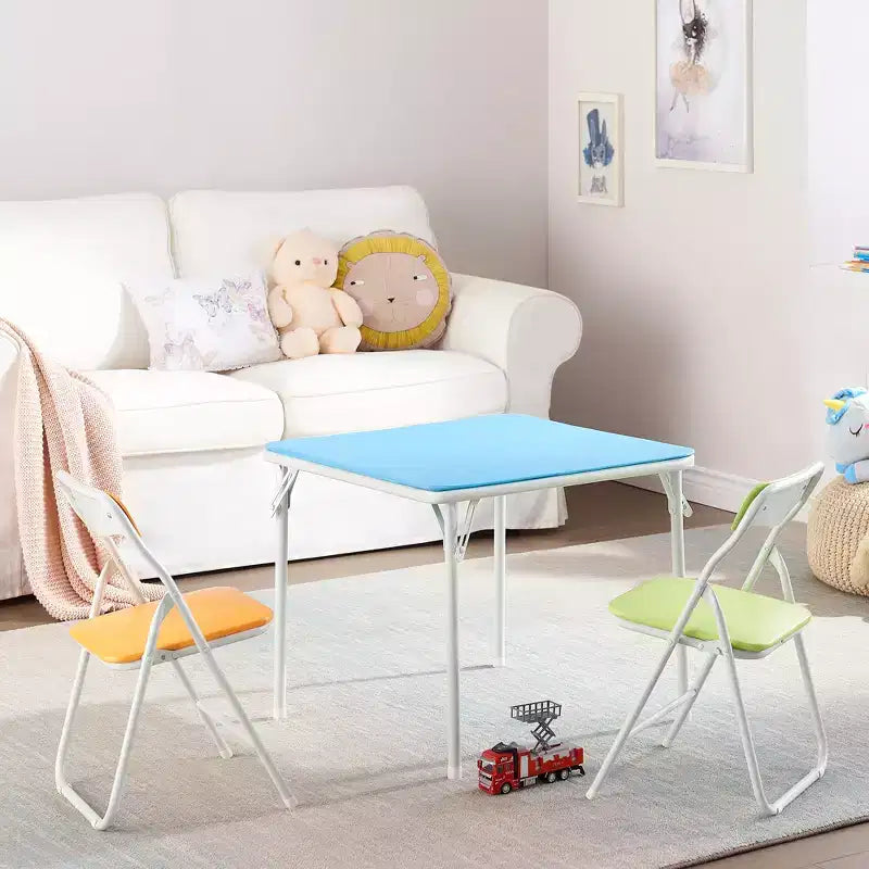 VECELO Table et Chaises Pliantes pour Enfants avec Coussin Rembourré Doux, Pliables et Portables, Colorées