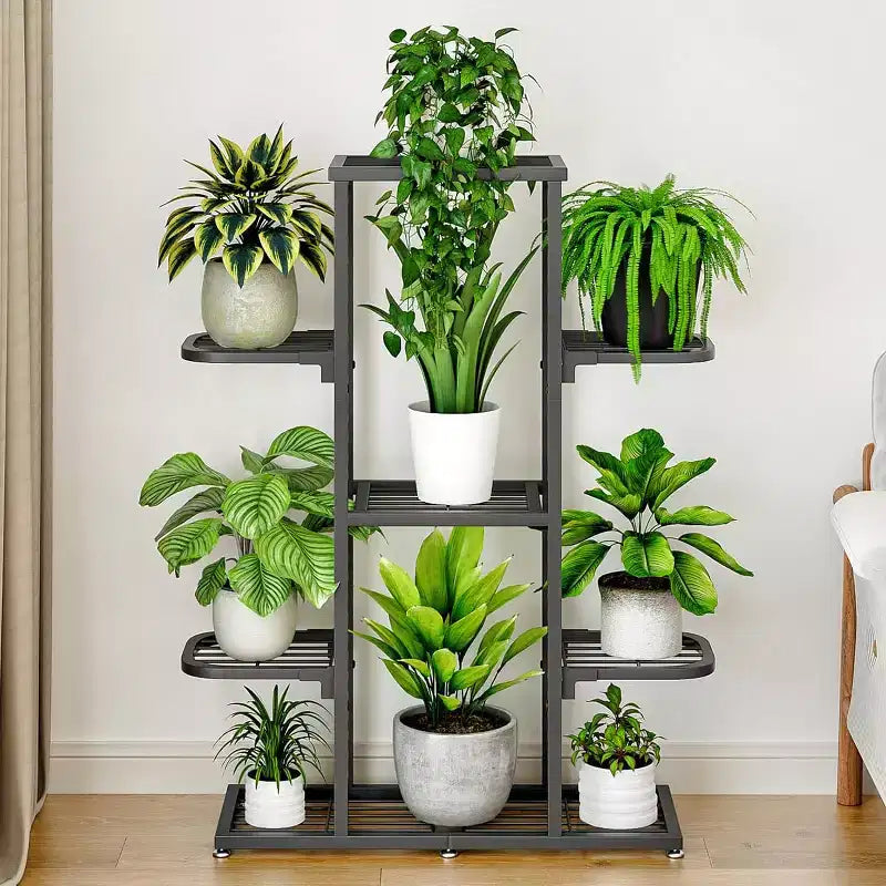 Zstar Support de Plante d'Intérieur et d'Extérieur, Étagère Métallique Étages pour Plantes, Jardinière de Patio Peu Encombrante pour la Décoration Intérieure, Organisation Générale