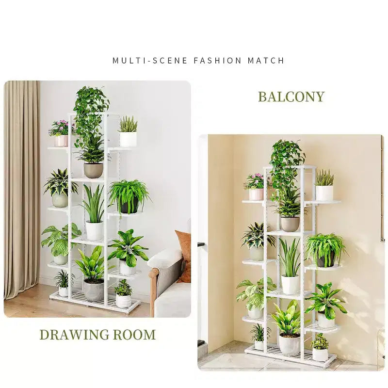 Zstar Support de Plante d'Intérieur et d'Extérieur, Étagère Métallique Étages pour Plantes, Jardinière de Patio Peu Encombrante pour la Décoration Intérieure, Organisation Générale