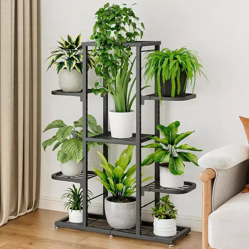 Zstar Support de Plante d'Intérieur et d'Extérieur, Étagère Métallique Étages pour Plantes, Jardinière de Patio Peu Encombrante pour la Décoration Intérieure, Organisation Générale