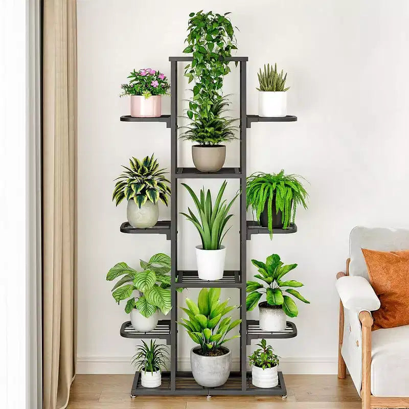 Zstar Support de Plante d'Intérieur et d'Extérieur, Étagère Métallique Étages pour Plantes, Jardinière de Patio Peu Encombrante pour la Décoration Intérieure, Organisation Générale