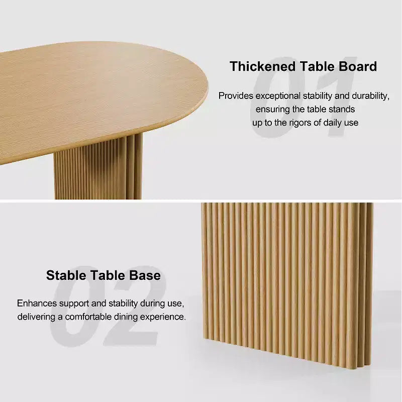 Table à manger 67" avec double piédestal rayé pour 6 personnes