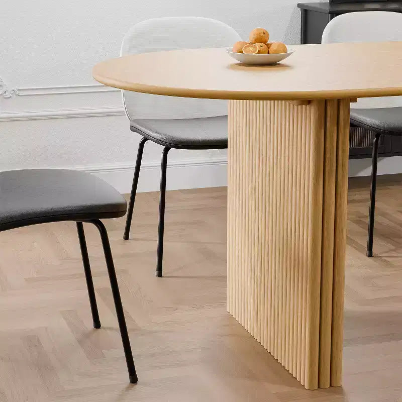 Table à manger 67" avec double piédestal rayé pour 6 personnes