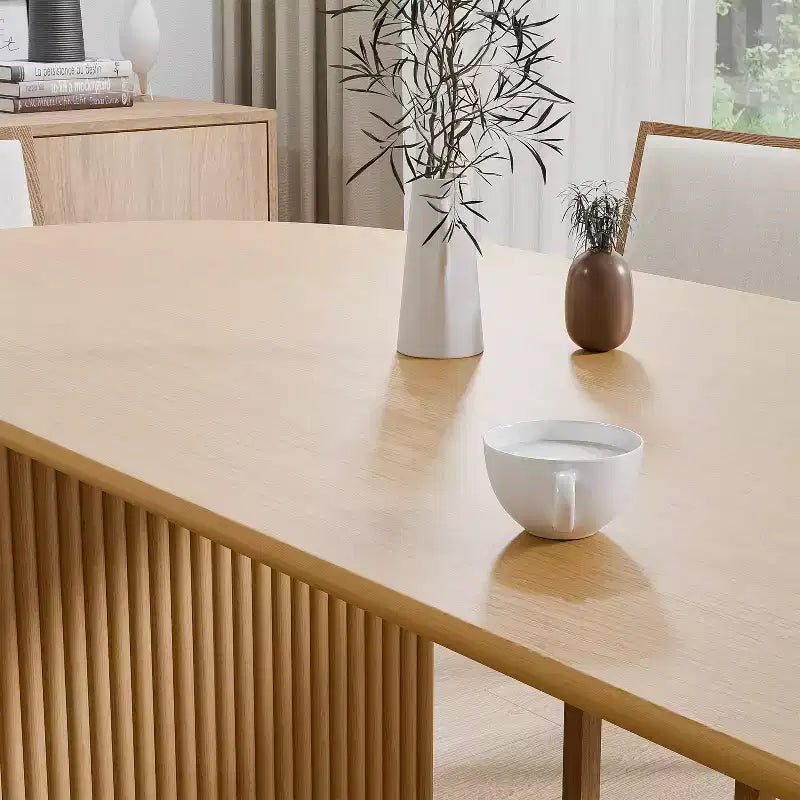 Table à manger 67" avec double piédestal rayé pour 6 personnes