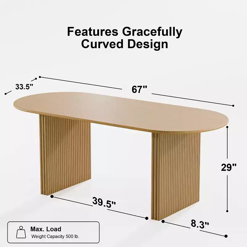 Table à manger 67" avec double piédestal rayé pour 6 personnes