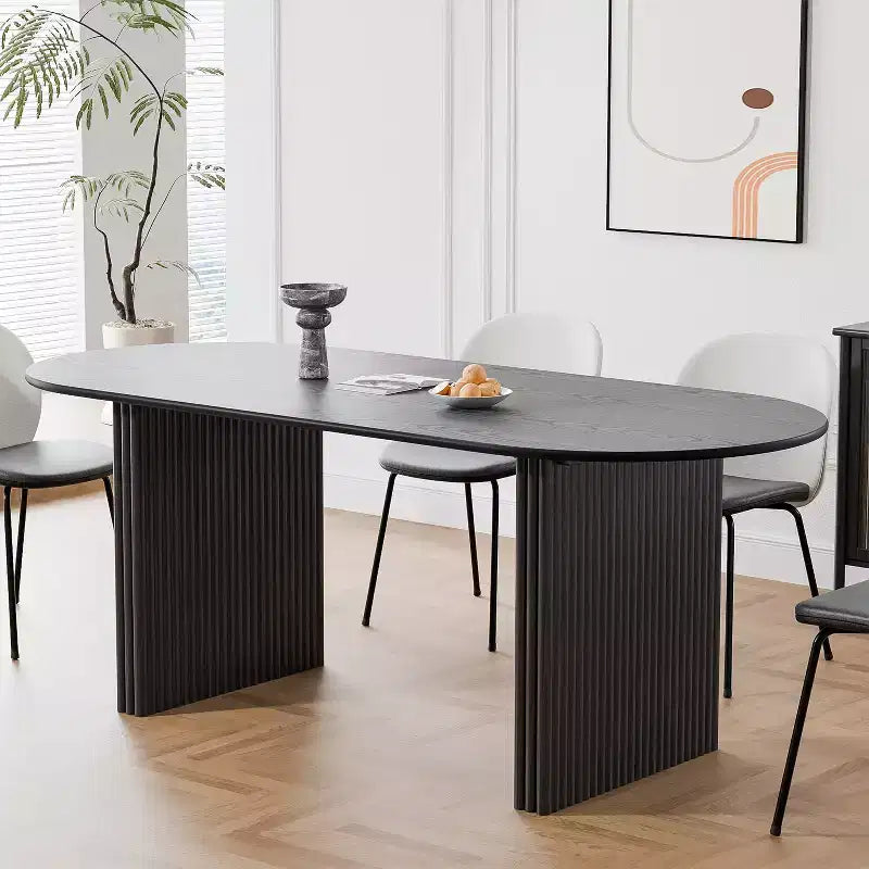 Table à manger 67" avec double piédestal rayé pour 6 personnes