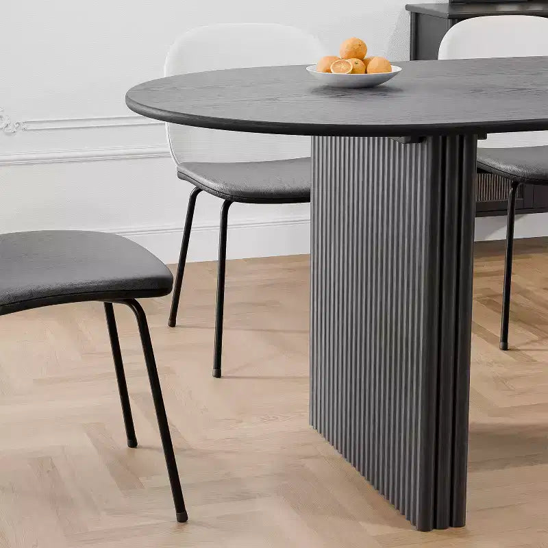 Table à manger 67" avec double piédestal rayé pour 6 personnes