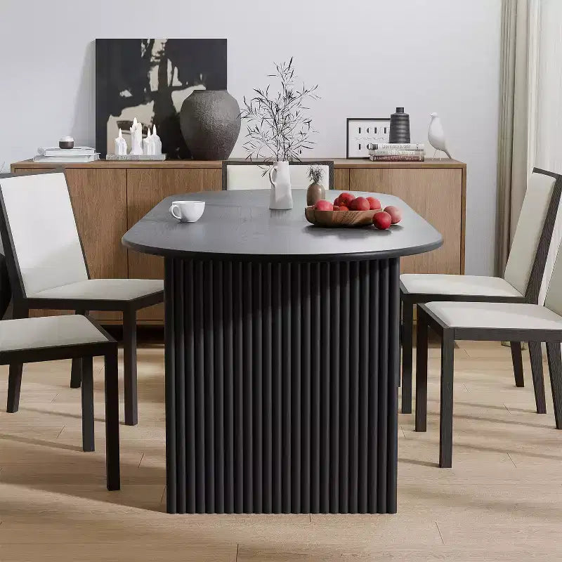 Table à manger 67" avec double piédestal rayé pour 6 personnes